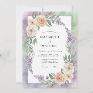 Lilac Champagne Painted Wedding Invitation