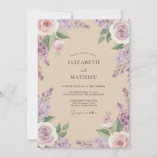 Lilac Champagne Vine Wedding Invitation