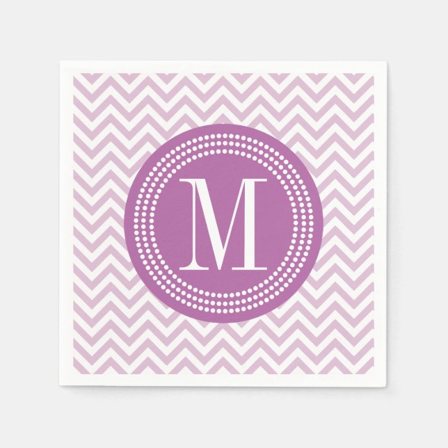 Lilac Chevron Zigzag Personalised Monogram Napkin (Front)