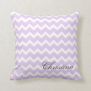 Lilac Chevrons Pattern Monogram Pillow