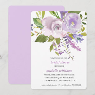 Lilac   Chic Lavender Floral Wedding Bridal Shower Invitation