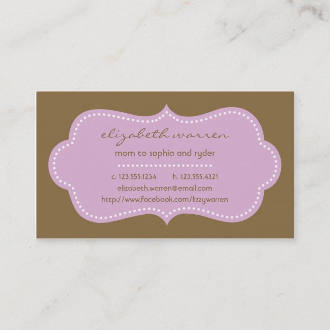Lilac Chic Moderna Mummy Calling Card (Front)