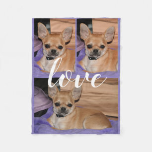 Lilac Chihuahua Love Photo Fleece Blanket