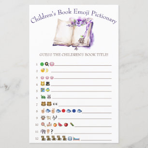Lilac Children's Book Emoji Baby Shower Game
