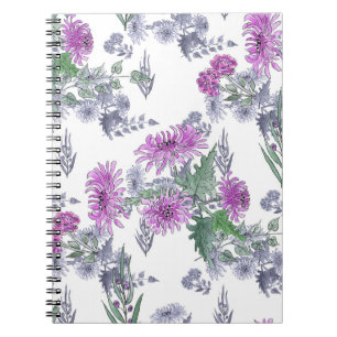 Lilac chrysanthemums , watercolor notebook