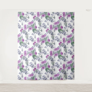 Lilac chrysanthemums , watercolor tapestry