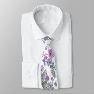 Lilac chrysanthemums , watercolor tie