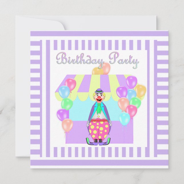 LILAC CICRUS THEME STRIPE PARTY INVITATION (Front)