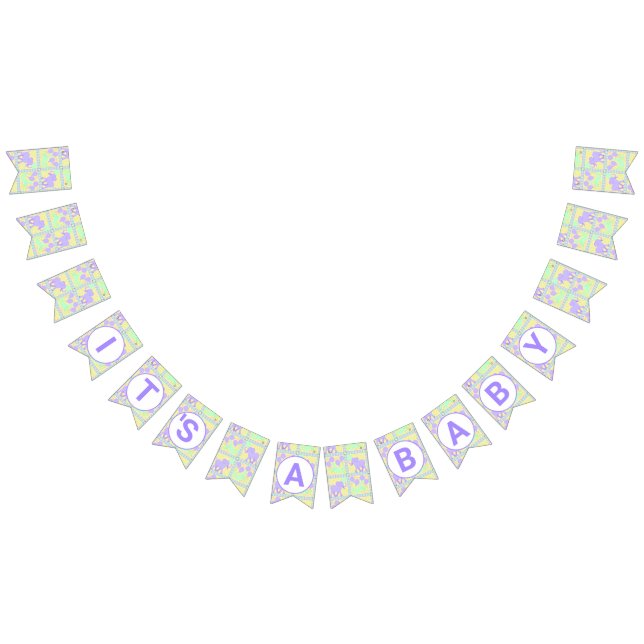Lilac Circus Cute Pattern Neutral Baby Shower Bunting (All)