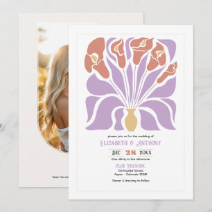 Lilac & Clay Rose Abstract Floral Boho Wedding Invitation