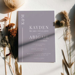 Lilac Clean Line Minimalist Wedding Invitation