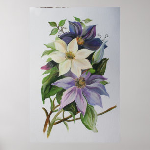 Lilac Clematis Poster