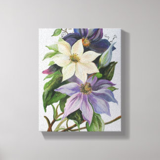 Lilac Clematis Vine Acrylic Painting Canvas Print