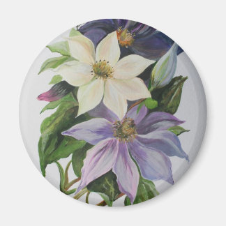 Lilac Clematis Vine Acrylic Painting Magnet