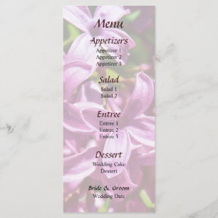 Lilac Closeup Wedding Menu