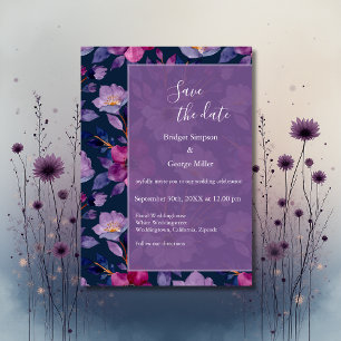 lilac colourful wildflower greenery wedding invitation