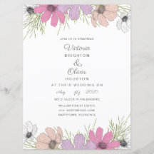 Lilac Cosmos Flower Wedding Invitations