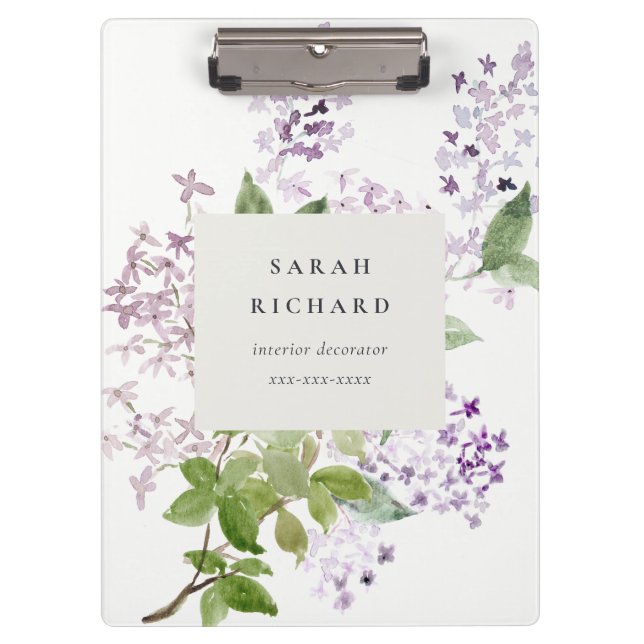 Lilac Cottage Garden Floral Bunch Business Clipboard (Front)