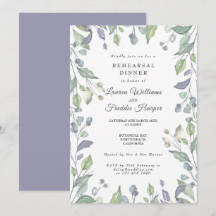 Lilac Country Watercolour Floral Rehearsal Dinner Invitation