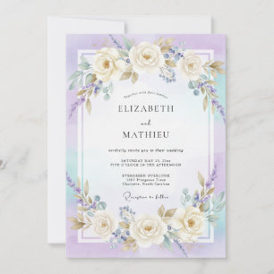 Lilac Cream Blossom Romance Wedding Invitation