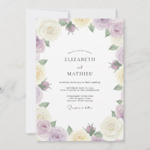 Lilac Cream Foliage Eucalyptus Wedding Invitation