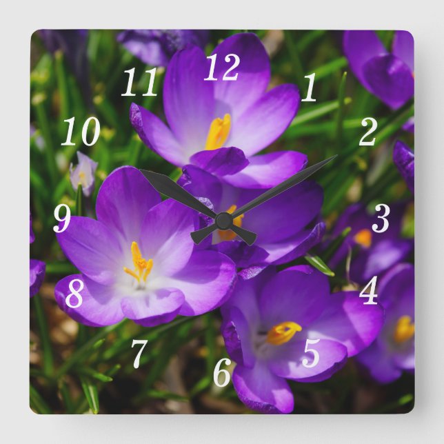 Lilac Crocuses Wall Clock (Front)