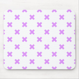 Lilac cross stitches on white mouse mat