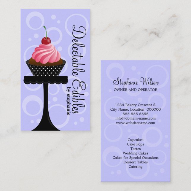 Lilac Cupcake Bakery Business Card (Front/Back)