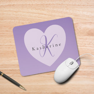 Lilac Custom Monogram Name Mouse Mat