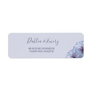 Lilac Dahlia Flowers Wedding Address Label