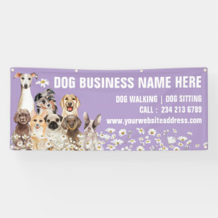 Lilac Daisy Puppies Floral Dog Grooming Banner