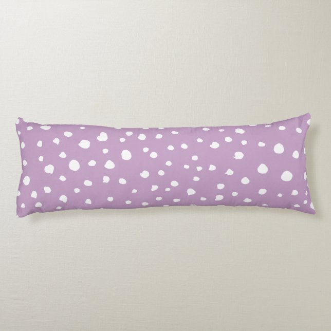 Lilac Dalmatian Spots, Dalmatian Dots, Dotted Body Cushion (Back)