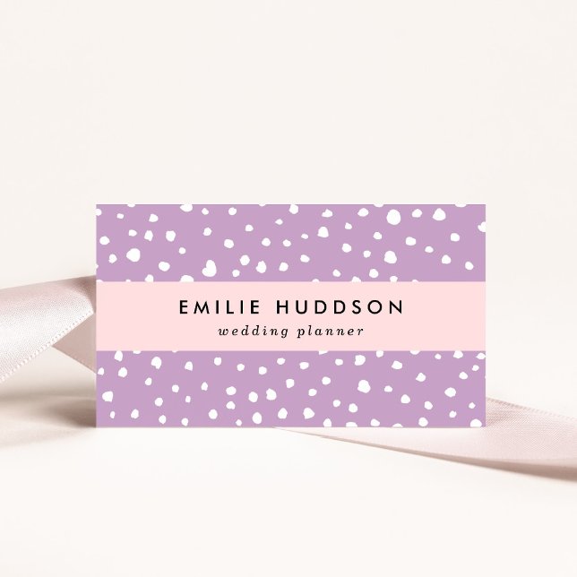 Lilac Dalmatian Spots, Dalmatian Dots, Dotted Business Card (Creator Uploaded)