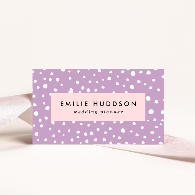 Lilac Dalmatian Spots, Dalmatian Dots, Dotted Business Card (Creator Uploaded)