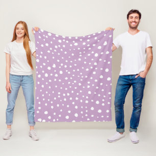 Lilac Dalmatian Spots, Dalmatian Dots, Dotted Fleece Blanket