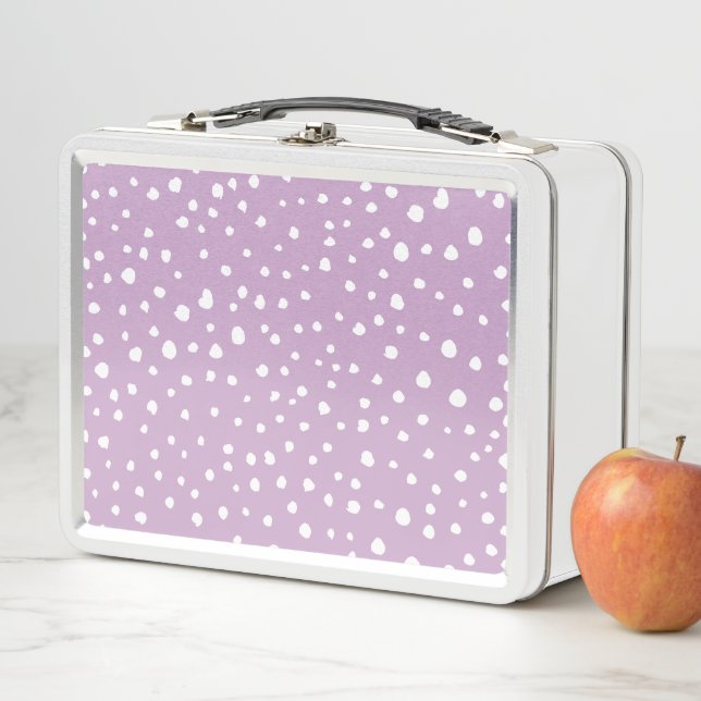 Lilac Dalmatian Spots, Dalmatian Dots, Dotted Metal Lunch Box (In Situ)