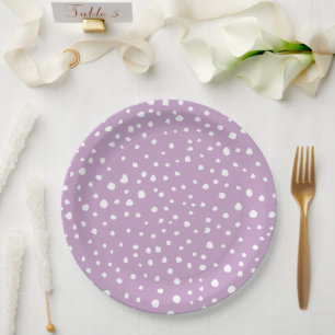 Lilac Dalmatian Spots, Dalmatian Dots, Dotted Paper Plate