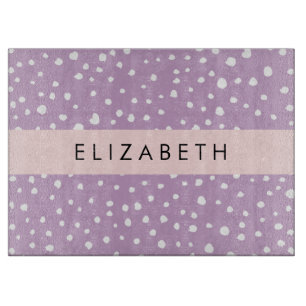 Lilac Dalmatian Spots, Dalmatian Dots, Your Name Cutting Board