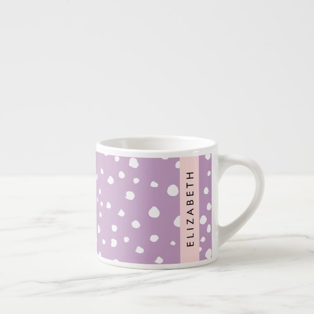 Lilac Dalmatian Spots, Dalmatian Dots, Your Name Espresso Cup (Right)