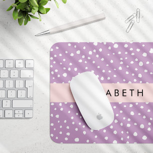 Lilac Dalmatian Spots, Dalmatian Dots, Your Name Mouse Mat