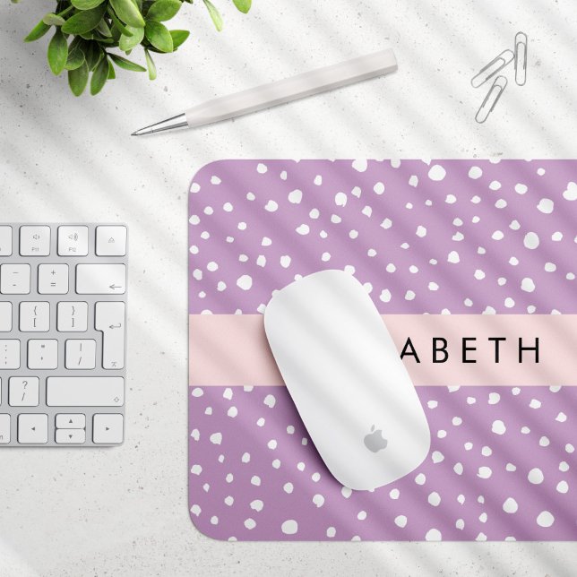 Lilac Dalmatian Spots, Dalmatian Dots, Your Name Mouse Mat (Creator Uploaded)
