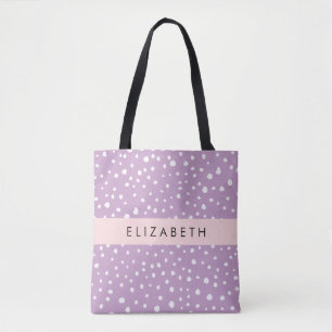 Lilac Dalmatian Spots, Dalmatian Dots, Your Name Tote Bag