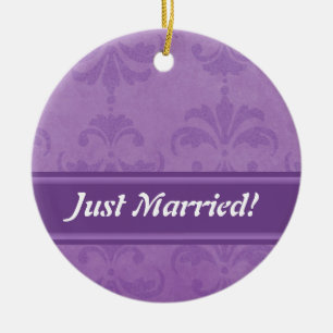 Lilac Damask Ceramic Tree Decoration