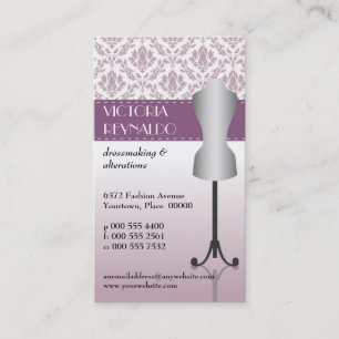 Lilac Damask Fashion Dress Form Business Card