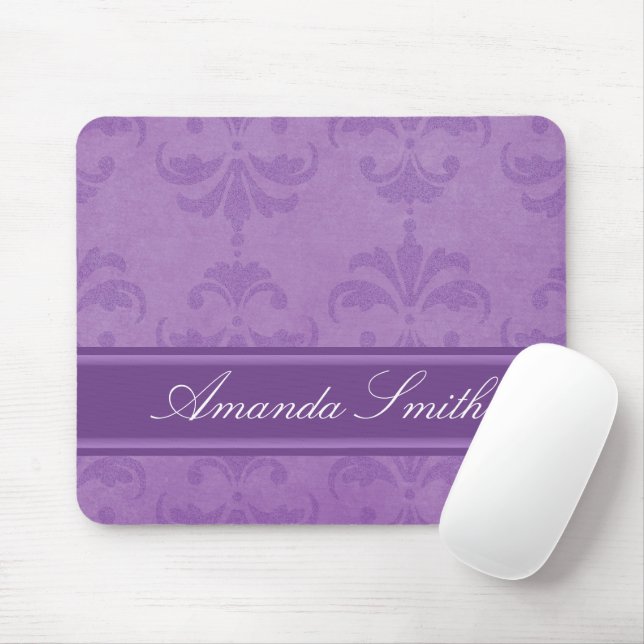 Lilac Damask Mouse Mat (With Mouse)