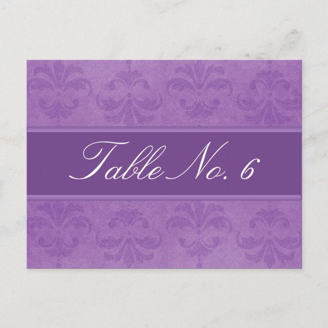 Lilac Damask Table Number Postcard (Front)
