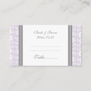Lilac Damask Wedding Table Place Setting Cards