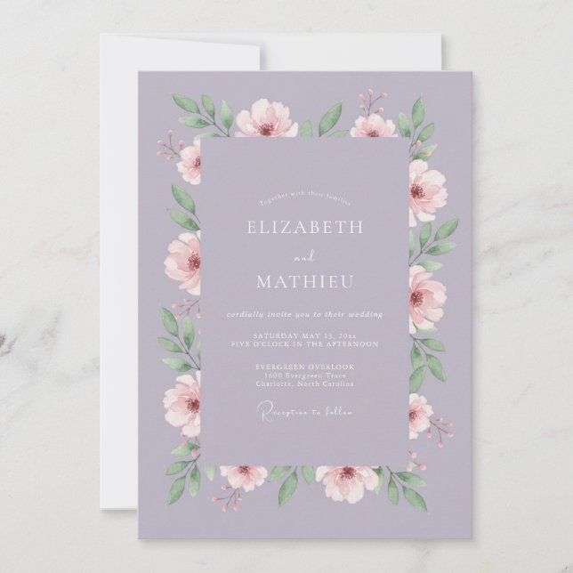 Lilac Delicate Bloom Wedding Invitation (Front)