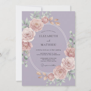 Lilac Delicate Floral Romance Wedding Invitation
