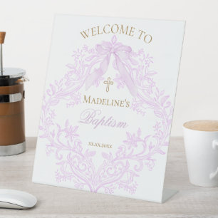 lilac design Baptism welcome Pedestal Sign